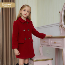 Yalinda mitzvos children foreign air coat high level sensual little girl trendy subreddher 2022 new wine red jacket