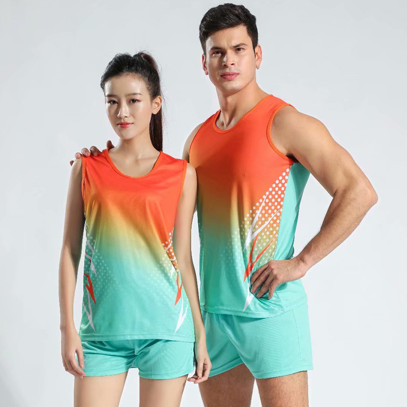Professional track and field training clothes Physical examination long and short running competition sportswear Marathon running mens and womens vest suit customization