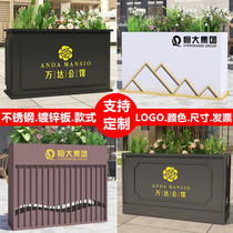 Stainless steel flower box combination iron custom square partition flower trough municipal road planting box outdoor landscape flower bed