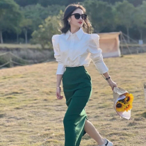 2022 new womens dress Early Spring Fast-style High Feminist Sister Yuanyu Wind Breeze Shirt Skirt Two Suits
