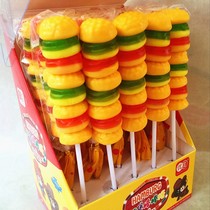 Burger lollipop skewers gummy fruit flavor hamburger skewers children fudge Net red candy 22g * 20 pieces