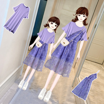  Koreas different parent-child clothing 2021 new summer mother-daughter dress Western style dress high-end fashion temperament