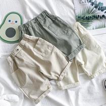 2021 summer new childrens boys  bottoms pockets all-match pants pure cotton swimsuit loose baby shorts
