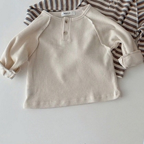 2022 Chunqiu South Korean T-shirt male and female baby sweaters undershirt foreign air baby boy Jane about inserted shoulder sleeves 100 lap upsets