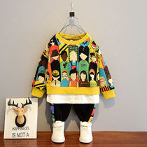 2021 autumn new childrens clothing boys set family net Red foreign gas baby Autumn Childrens fashionable two-piece set