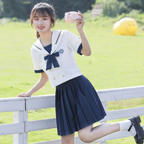 Original genuine sailor suit jk uniform skirt summer navy style basic style suit long and short sleeves full set of nautical girls