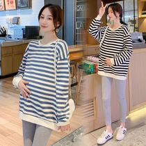 Pregnancy Woman Dress Spring Autumn style Striped Blouse Blouse 2022 Long sleeves Fashion Pregnant Woman Big Code Loose for Long Clothing Thin