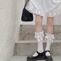 Butterfly Knot Womens Calf Socks Sweet Ensemble Teenage Girl Midbarrel Socks Jk Heaps Stocking Socks-style Japanese Autumn Summer Lolita