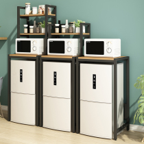 Small refrigerator freezer disinfection cabinet above storage rack kitchen microwave oven floor-to-ceiling refrigerator exterior shelf