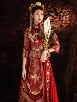 Xiuhe dress bride 21 years new Chinese wedding dress Wedding dress Dragon and phoenix coat female thin wedding dress toast summer L