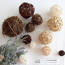 R props retro fresh natural color background rattan ball natural land Poria photography rattan ball decoration photo ornaments decoration