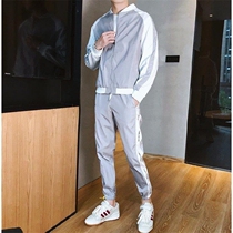 New young mens casual sports suit mens jacket Korean version of the trend handsome loose students a set of clothes men