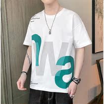 Short sleeve T-shirt men 2021 New loose youth cotton leisure Tide mens fashion brand summer half sleeve mens shirt
