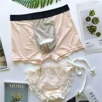 Carbine mouse ice silk summer couple underwear men and women sexy temptation lace couple pair of mesh hot underwear