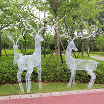 Iron Sika Deer Grid Decoration Outdoor Garden Landscape Courtyard Lawn Animal Decoration Hotel Creative Deer Sculpture