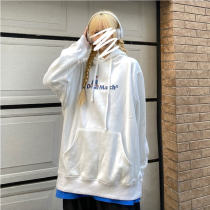 Japanese hooded cotton clothes female tide ins autumn couples students loose 2021 New Harajuku style top