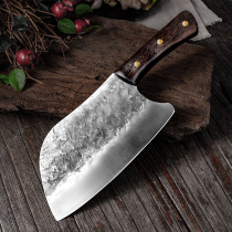 Traditional hand-forged kitchen knife slicing knife hammer pattern Longquan stainless manganese steel meat slice melon wood handle for chef business