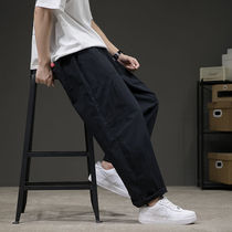 Overalls mens straight loose leg autumn thin Japanese ins Tide brand Hong Kong wind spring and autumn casual large size pants