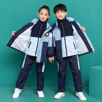 Primary school uniform set autumn and winter childrens class clothes three-in-one detachable plus velvet winter three-piece set