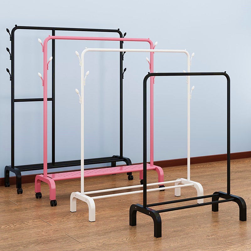 Drying rack Floor-to-ceiling bedroom single rod cool drying hanger Household folding clothes rack Balcony simple clothes rack