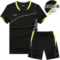 Sports Suit Men Short Sleeve Shorts Training Quick Dry Fitness Clothing Summer Badminton Slim Fit Sweat-Breathable Running Suit