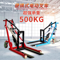 Small portable electric hydraulic forklift Simple lithium hand push stack High crank arm lift truck handling Loading and unloading