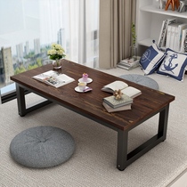 Simple tatami small table floating window table solid wood kang table long low table Japanese tea table iron balcony small coffee table