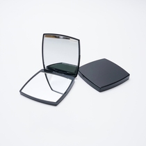 Small mirror mens portable double-sided makeup makeup wedding folding flip mirror solid color simple black body lens