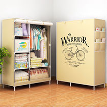 Simple cloth wardrobe large thickened wardrobe steel pipe reinforced steel frame double wardrobe dormitory single folding storage cabinet