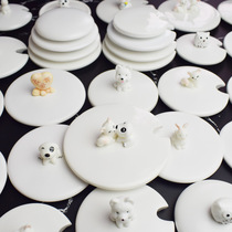 White lid ceramic cup lid cute cartoon dustproof mug with lid universal accessories round tea cup lid