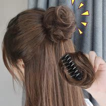 Wig female meatball head grab clip hair circle Half meatball bud simulation hair fluffy realistic natural hair dish wig circle
