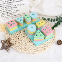Mon Early Teach Macarons Color Shape Pairing Geometric Four Sets Of Columns Building Blocks Baby Puzzle plate Kindergarten Teaching Aids