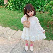 Girl 2021 Spring and Autumn new long sleeve chiffon dress girl 1-7 year old half princess skirt foreign atmosphere tide