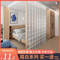 Ultra White Glass Brick Partition Wall Hollow Transparent Square Home Bathroom Toilet Gen Guan Crystal Brick Background Wall