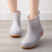 Rain boots female Japanese short tube beautiful water shoes kitchen rain shoes cute fashion large size 41 42 low non-slip rubber shoes