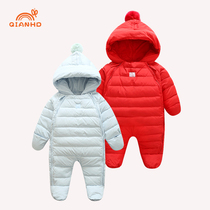 Baby down jacket jumpsuit winter thickened outing clothes thin baby newborn winter toddler bag foot thick