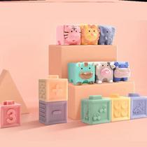 Soft block baby can bite baby soft glue block can bite 6 - 12 months baby toys 1 - 3 years old children