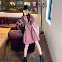Pregnant womens spring and autumn clothes sweet and thin not showing fashion dress short late pregnancy top plus size maternity dress