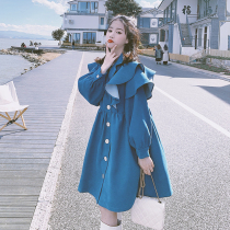 Pregnant women autumn dress design sense temperament ruffled doll skirt small man 2021 new autumn pregnant women dress