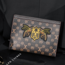 New Embroidery Hand Grab Bag Classic Plaid Hand Grab Bag Tide Card Han Edition Mens Bag Letter Enveloping File Bag Ipad Bag