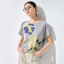  (seven years)Chic Penglai banana patch embroidered round neck short-sleeved T-shirt Japanese fabric