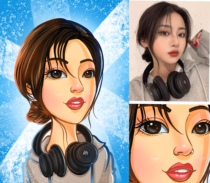 q version like Yan-painted Exaggerated Wind Cartoon Avatar Hand-painted Live-action Cartoon Design Cartoon Custom for portraiture