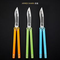 War shark blast butterfly knife unopened blade training knife butterfly folding knife hand knife comb knife effective sleeve system