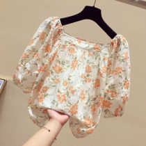 Embroidered chiffon shirt womens short-sleeved summer 2021 new design sense high-end western style chic small shirt one-piece collar top