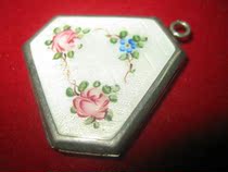 One hundred thousand paved sterling silver inlay = = enamel sheet = = pocket watch pendant