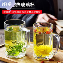 Glass glass household cup water cup set beer cup beer cup tea drinking water large capacity thick belt Cup