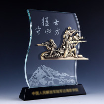 Veterans souvenir crystal gifts customized veterans retired soldiers to send comrades-in-arms excellent soldiers Bayi custom-made