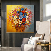 Pure hand-painted three-dimensional flower oil painting modern luxury porch aisle hanging painting Nordic living room decorative painting restaurant mural