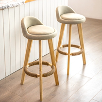 Kitchen high stool High foot wooden stool Kitchen special stool high foot stool solid wood bar stool Vintage bar stool