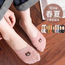 Socks Children Summer Light Mouth Short Socks Ship Socks Pure Cotton No Heel Spring Autumn Tide Full Cotton Non-slip Invisible Summer Silicone Thin